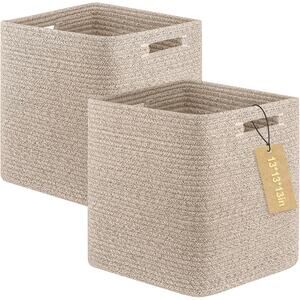 OIAHOMY 13” Storage Cubes Cotton Rope Woven Bins Shelf Organizer 2 Pack